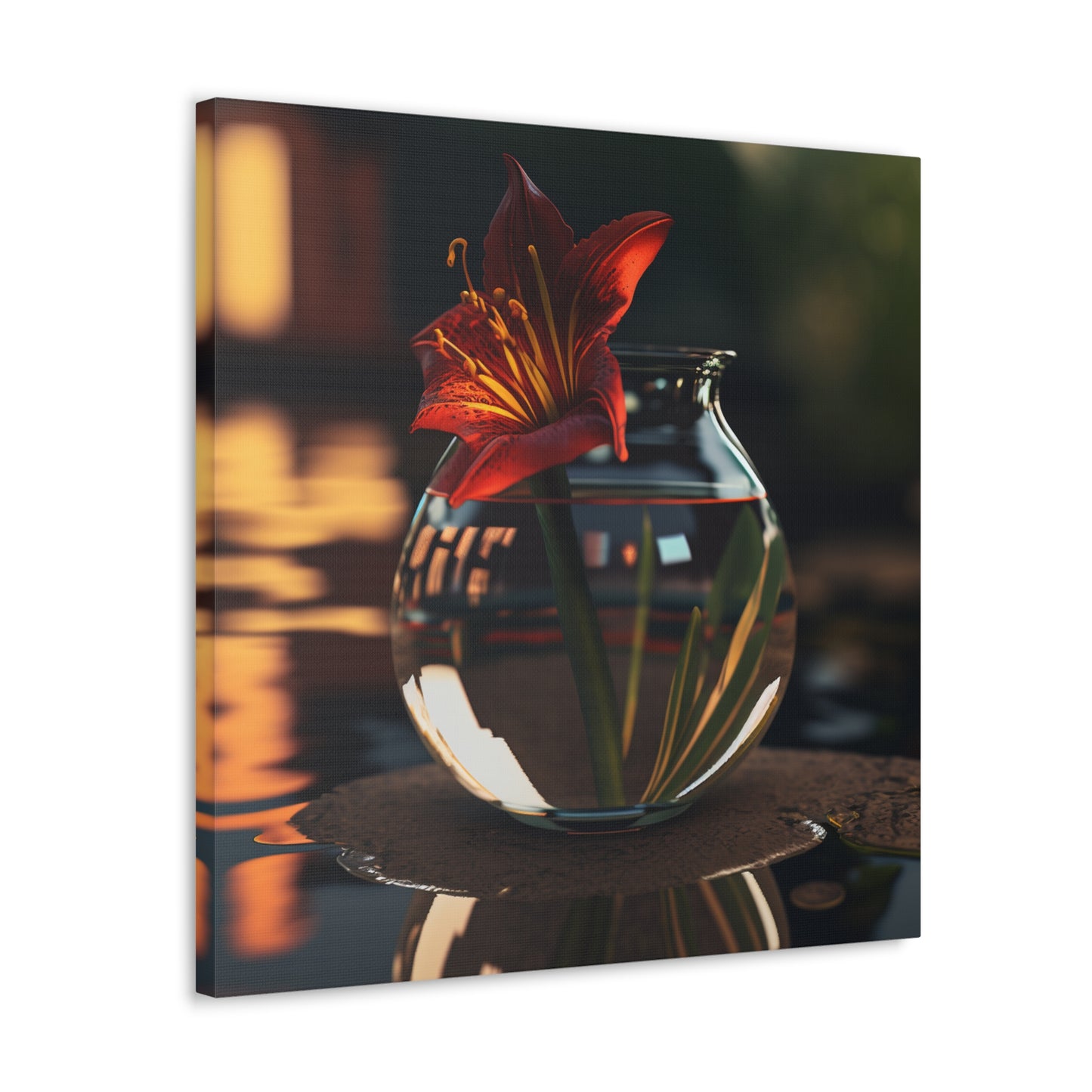 Canvas Gallery Wraps Red Lily in a Glass vase 2