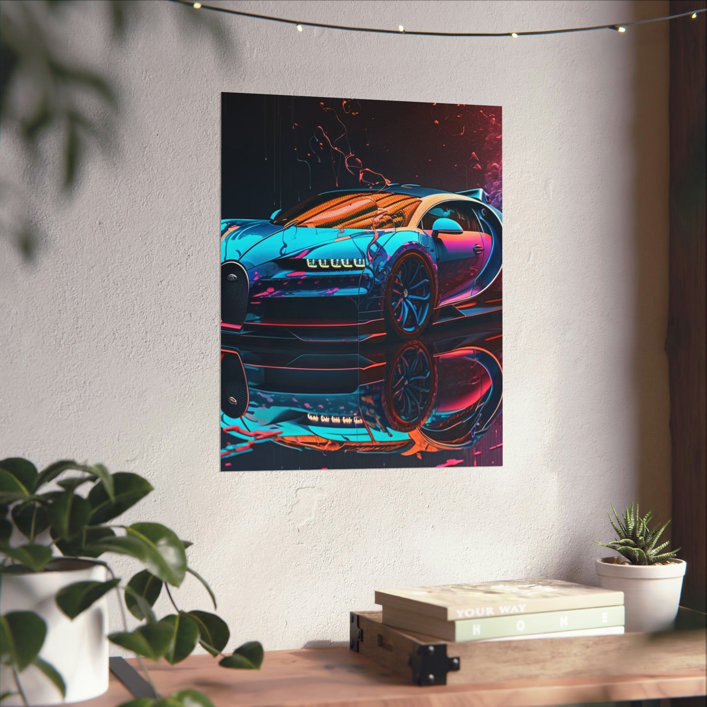 Premium Matte Vertical Posters Bugatti Neon Chiron 4