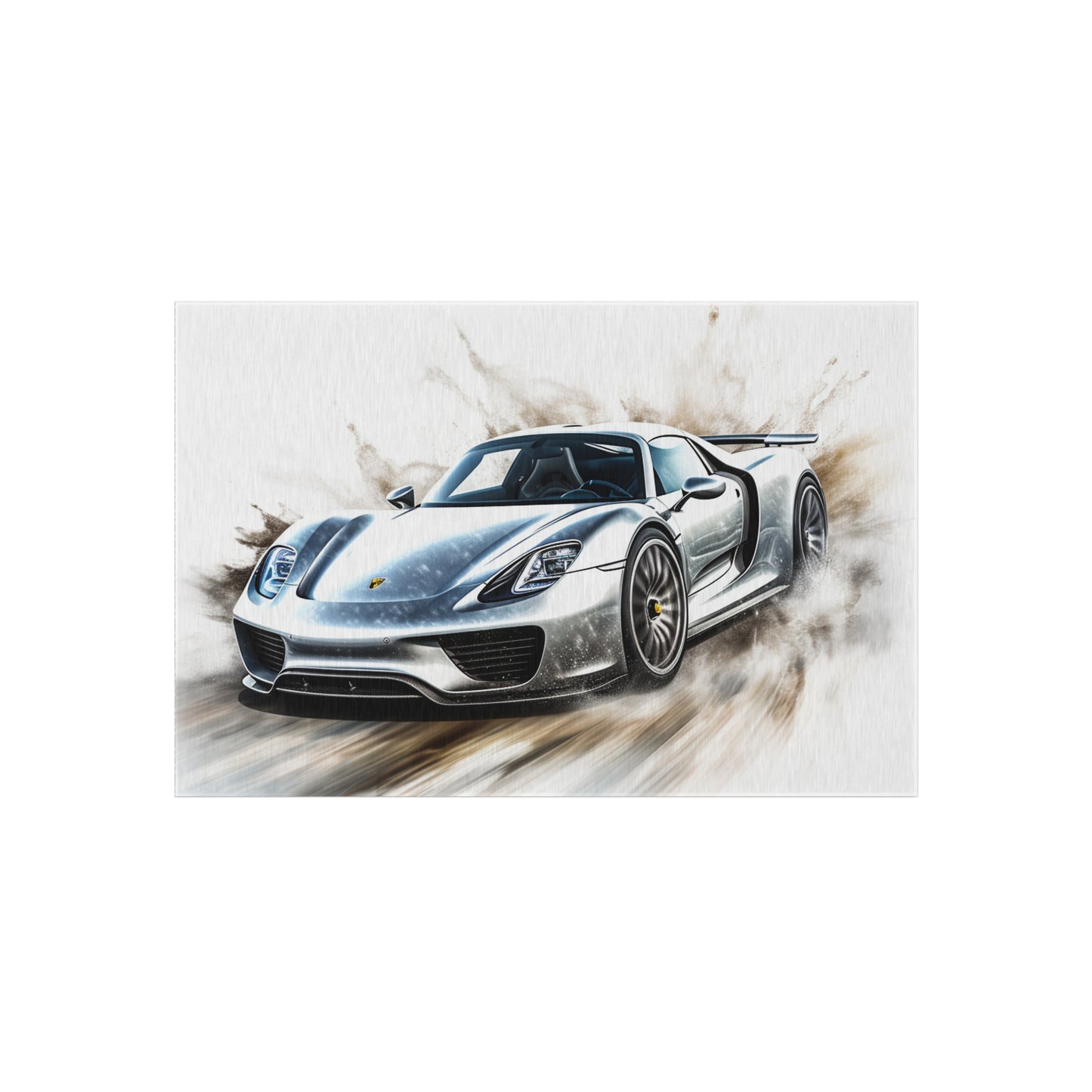 Outdoor Rug  918 Spyder white background driving fast with water splashing 2