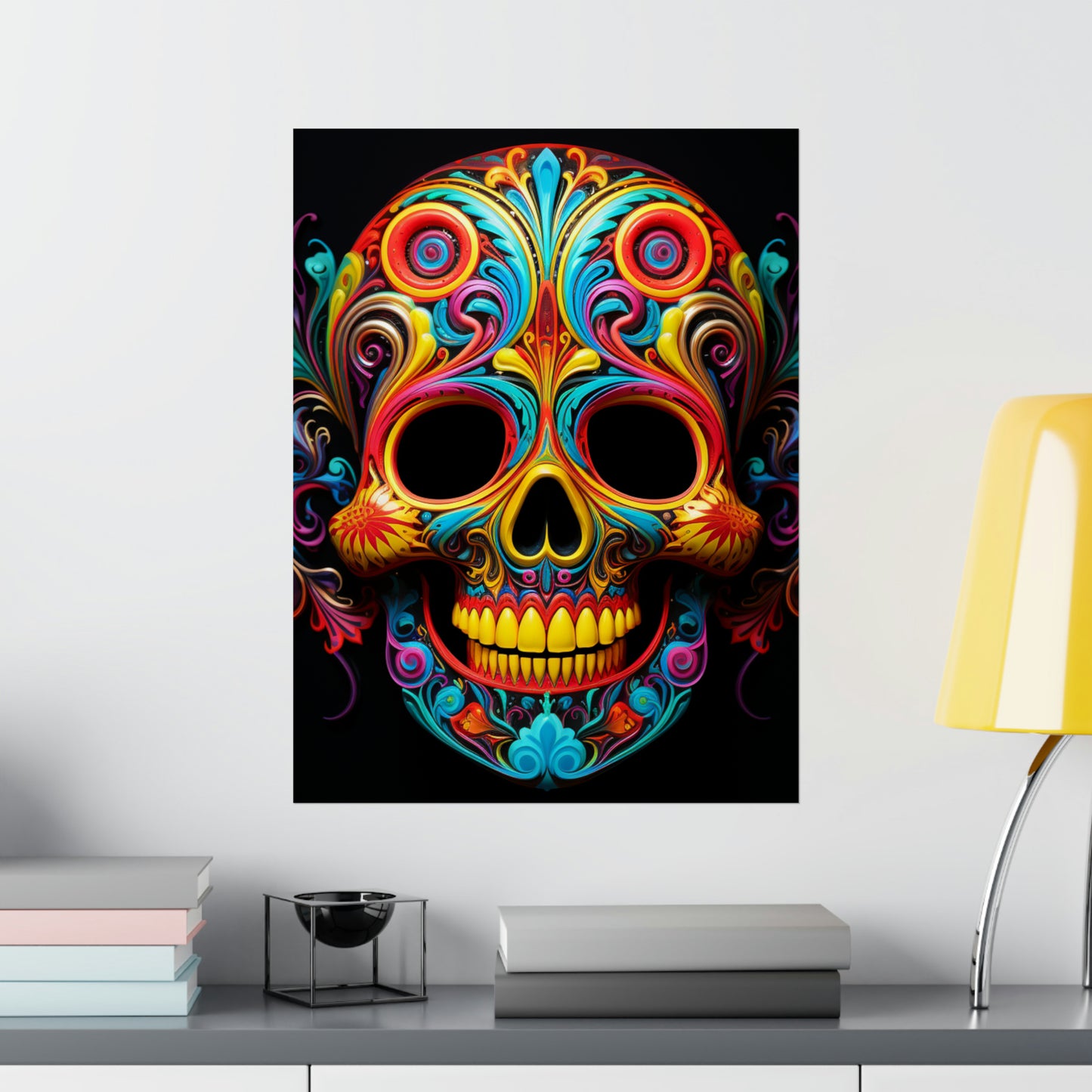 Premium Matte Vertical Posters Macro Skull Color 1