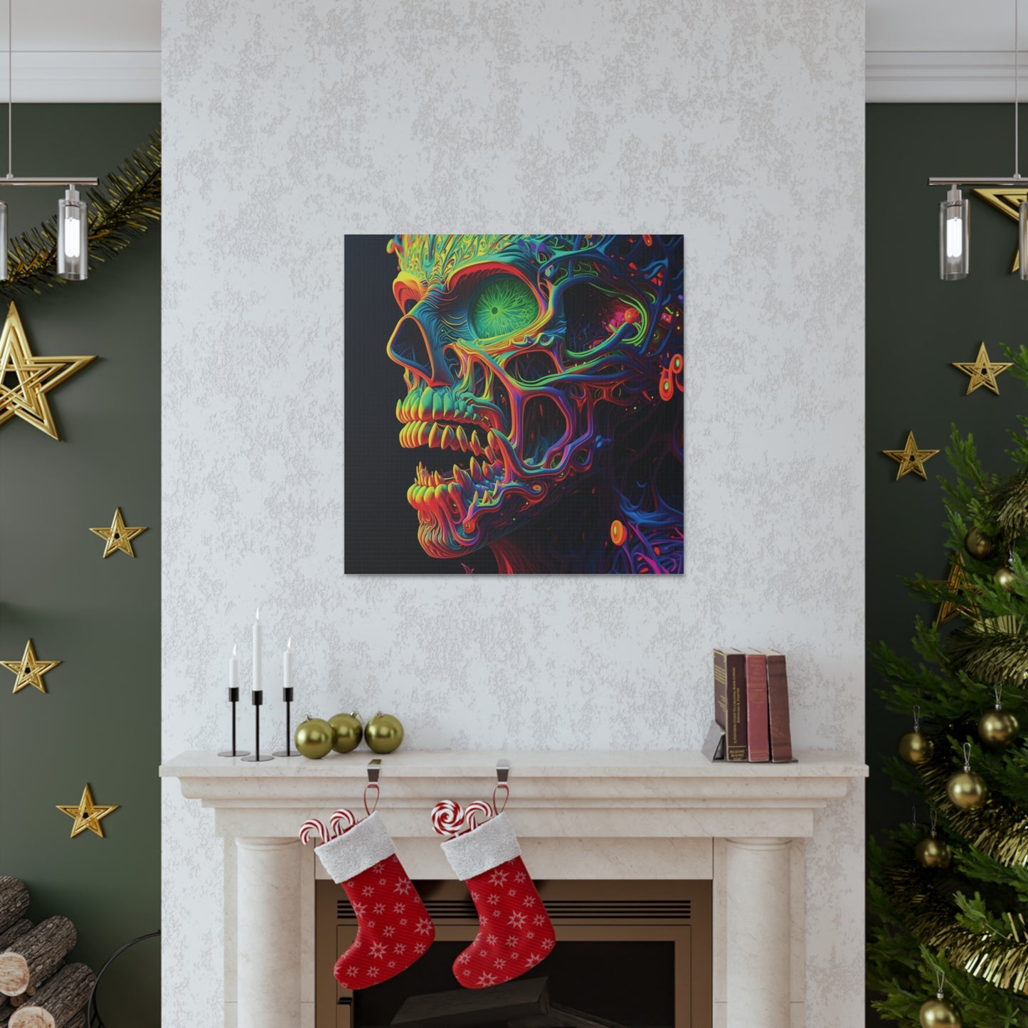 Canvas Gallery Wraps Florescent Skull Death 1