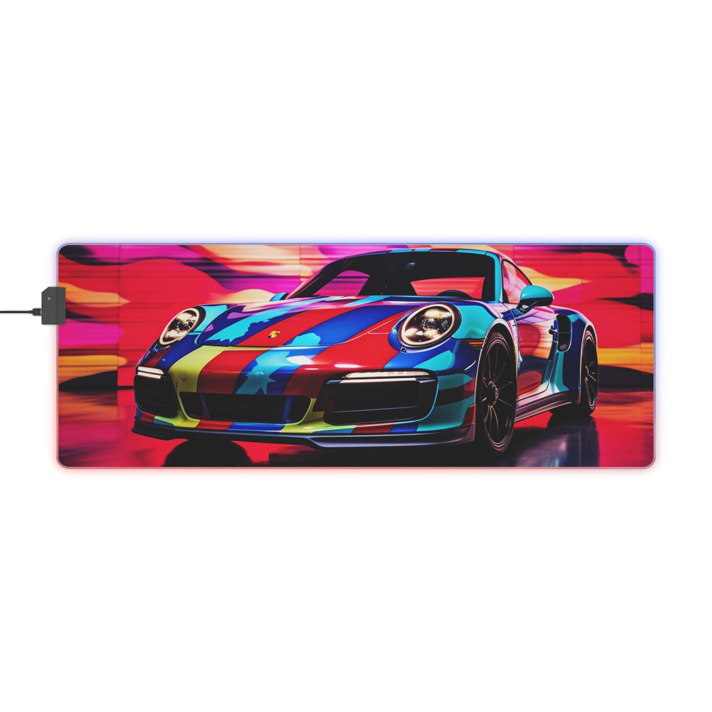 LED Gaming Mouse Pad Macro American Flag Porsche 1