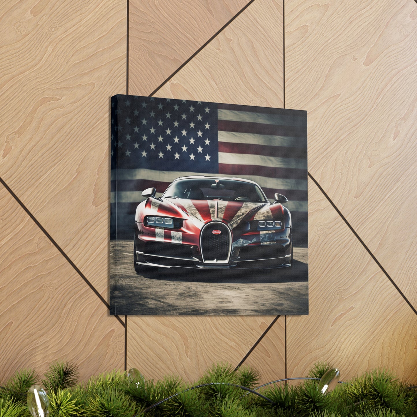 Canvas Gallery Wraps American Flag Background Bugatti 3