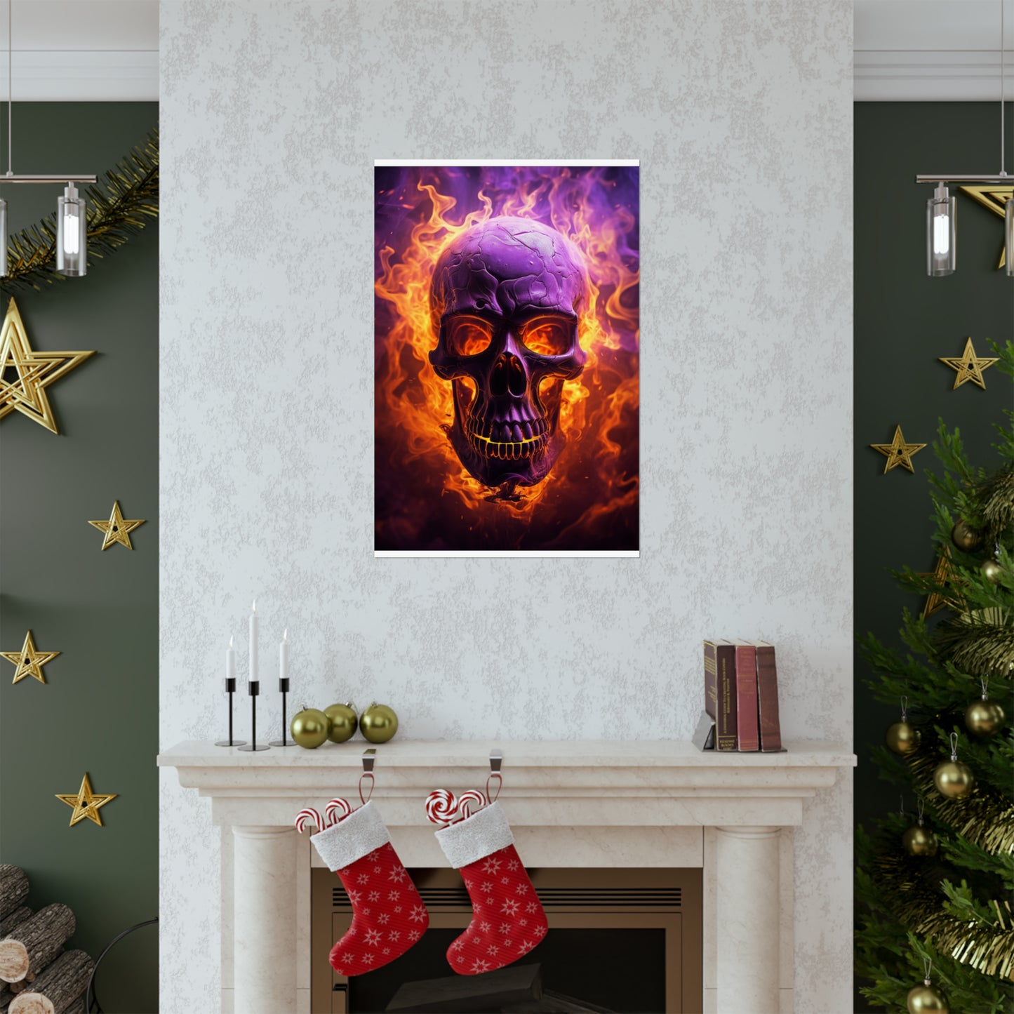 Premium Matte Vertical Posters Skull Flames 3