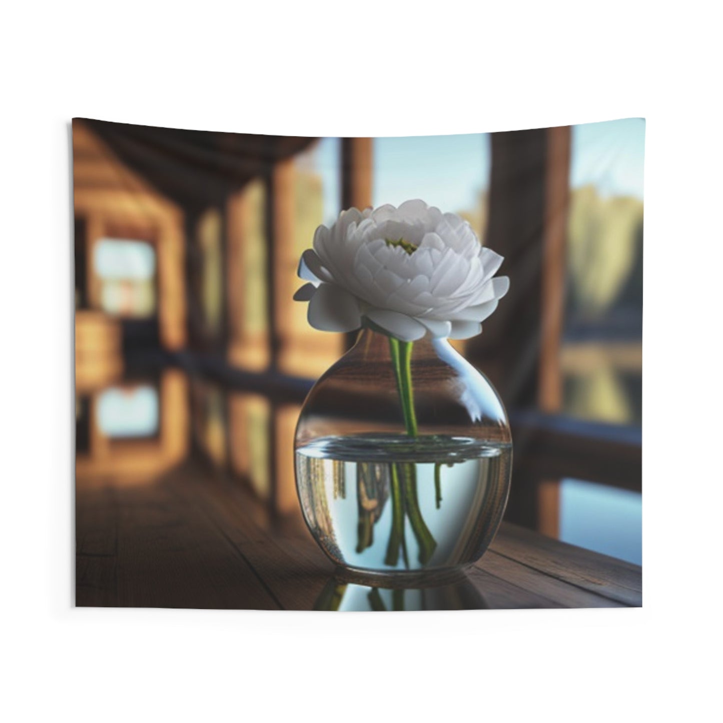 Indoor Wall Tapestries White Peony glass vase 3