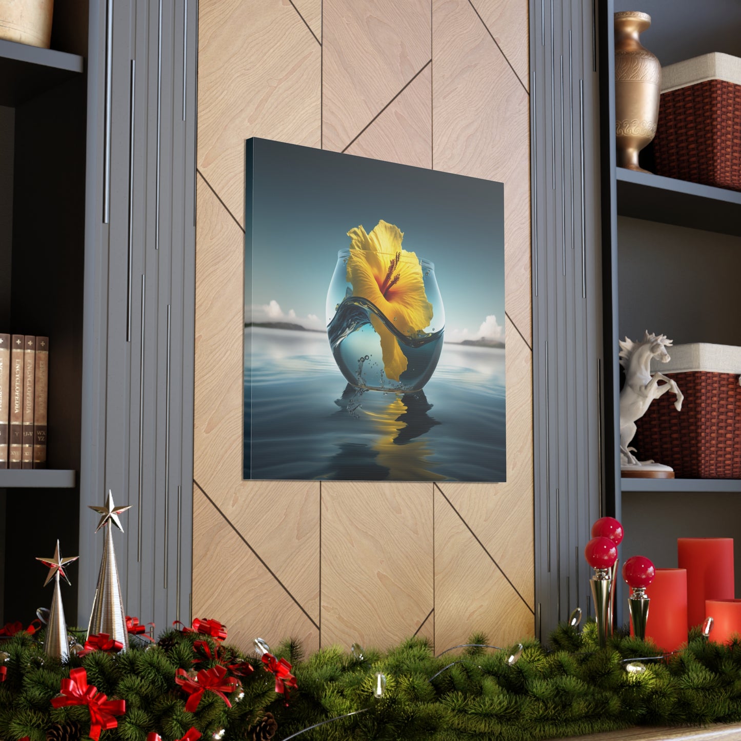 Canvas Gallery Wraps Yellow Hibiscus glass 4