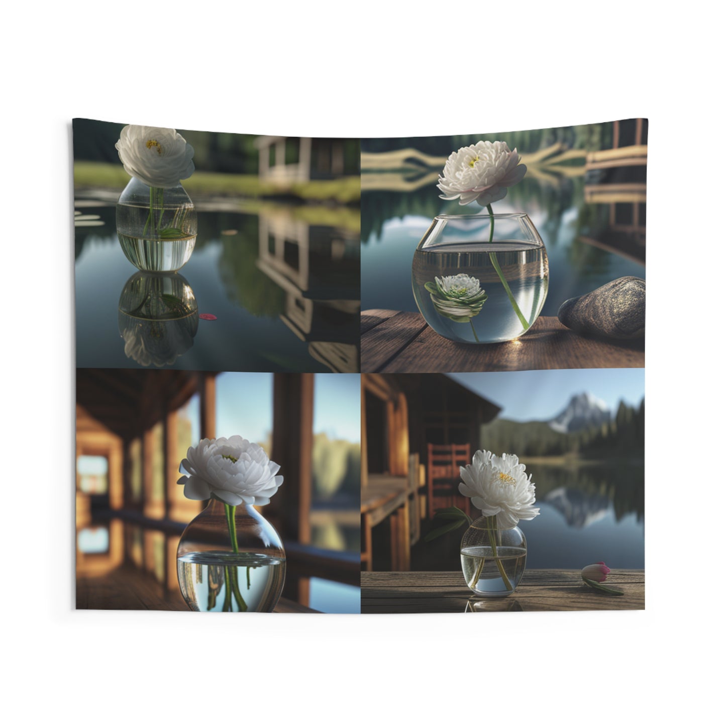 Indoor Wall Tapestries White Peony glass vase 5