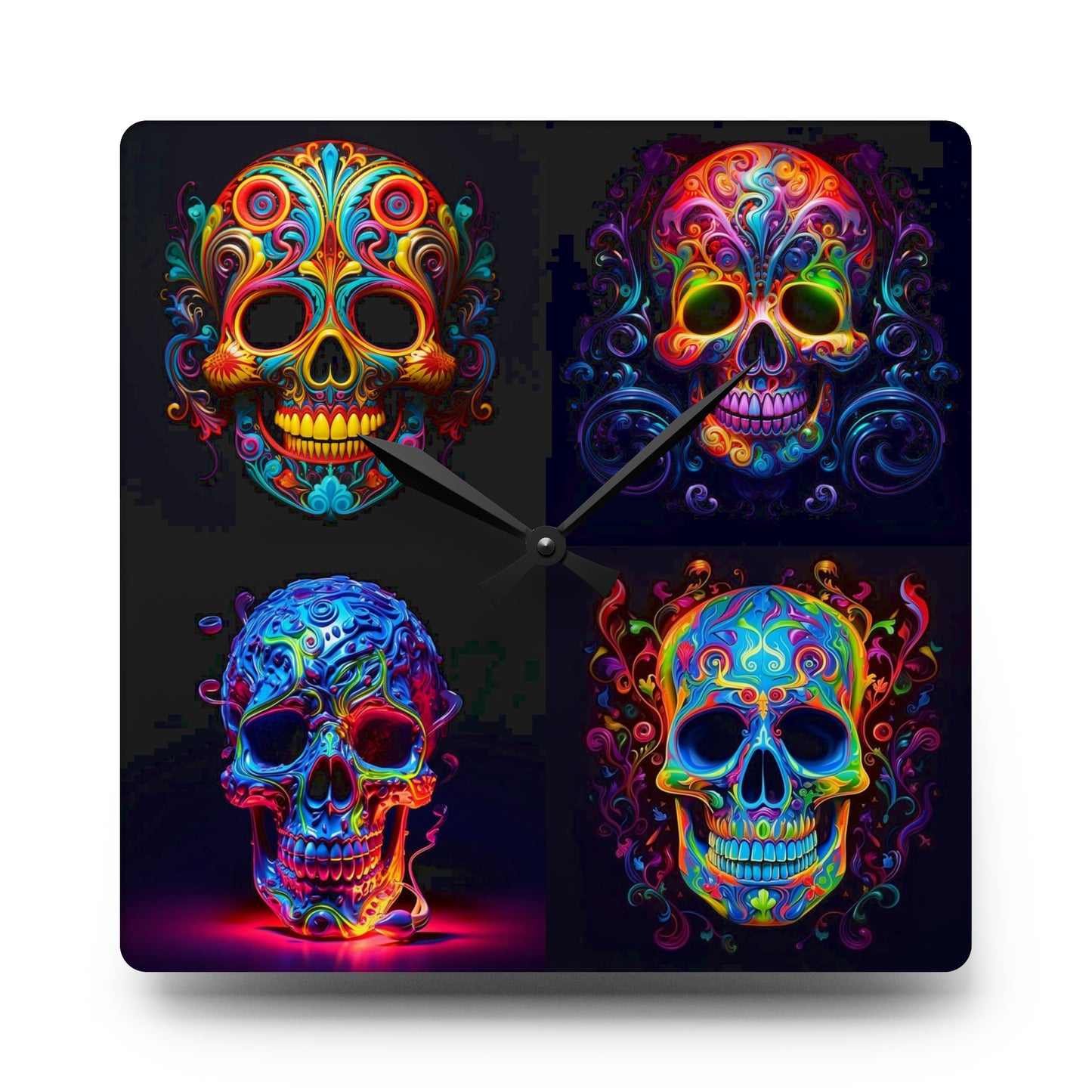 Acrylic Wall Clock Macro Skull Color 5