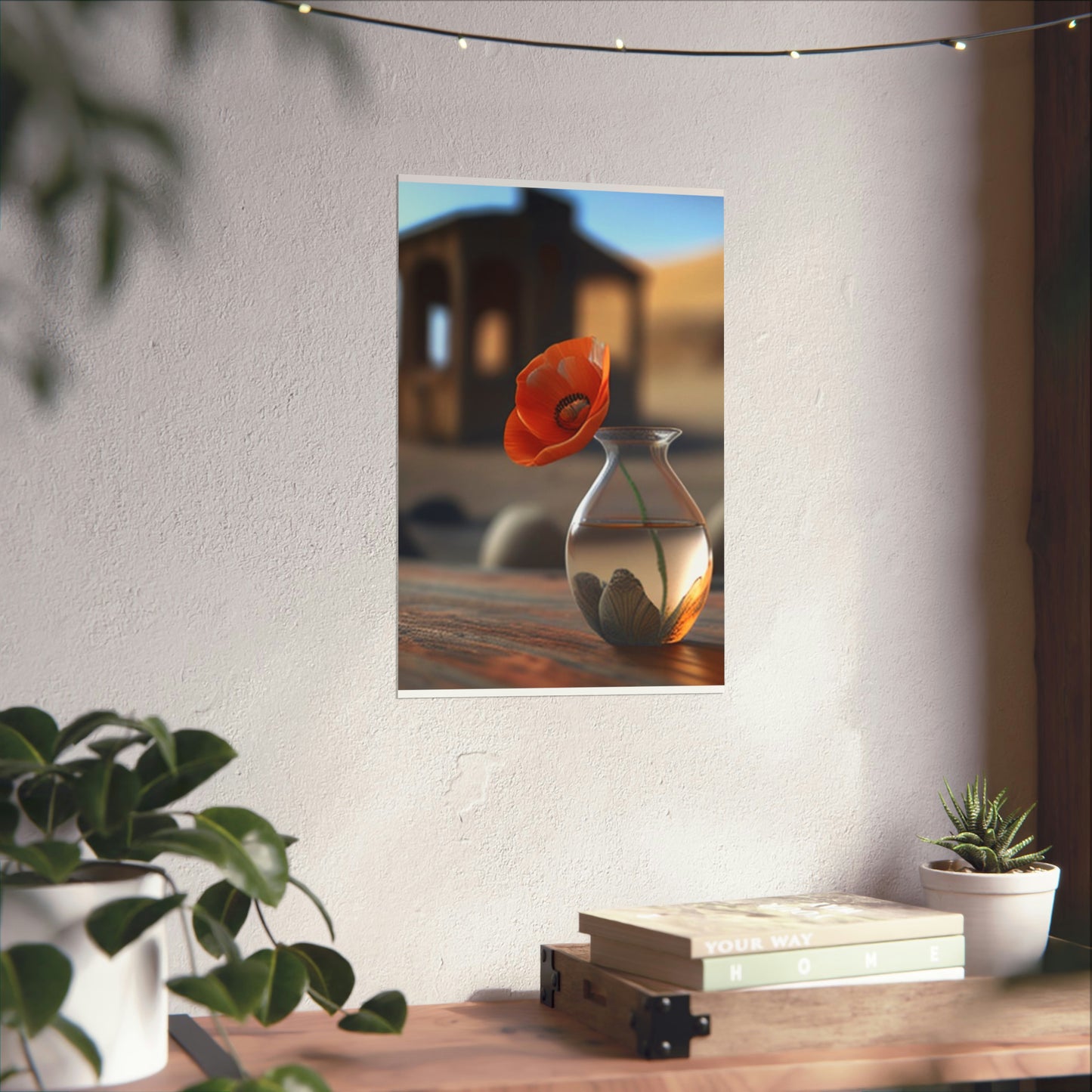 Premium Matte Vertical Posters Poppy in a Glass Vase 1