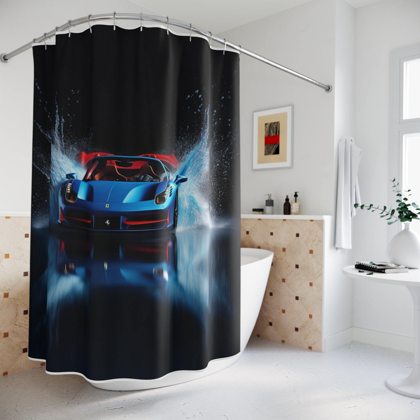 Polyester Shower Curtain Ferrari Water Splash 1