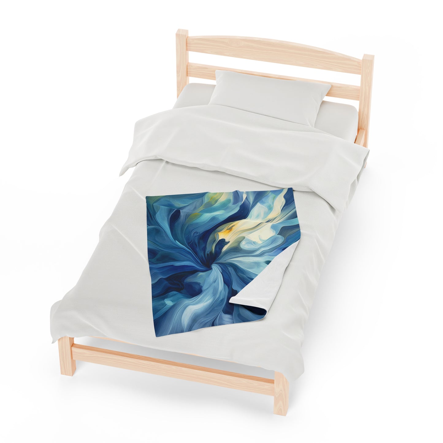 Velveteen Plush Blanket Blue Tluip Abstract 4