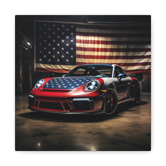 Canvas Gallery Wraps American Flag Background Porsche 1