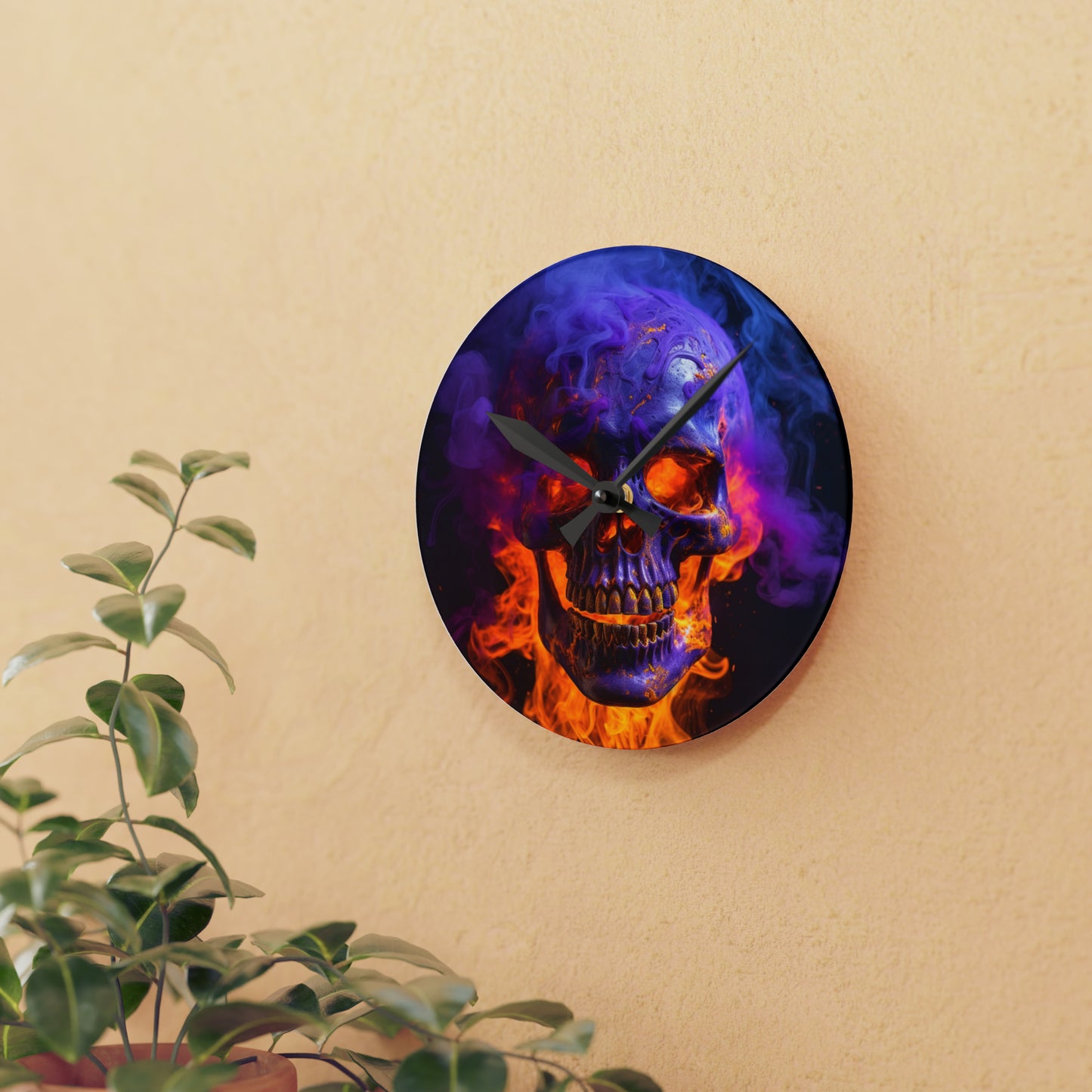 Acrylic Wall Clock Macro Skull 1