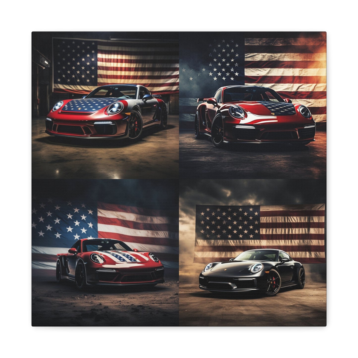 Canvas Gallery Wraps American Flag Background Porsche 5
