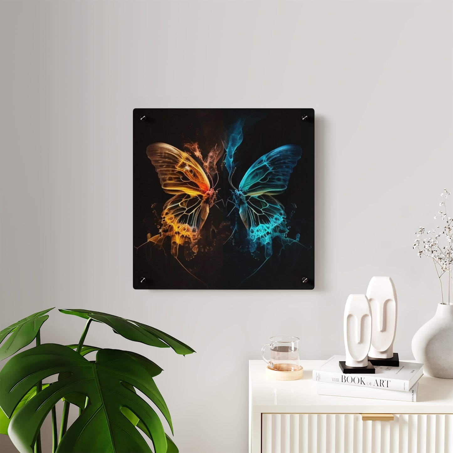 Acrylic Wall Art Panels Kiss Neon Butterfly 3