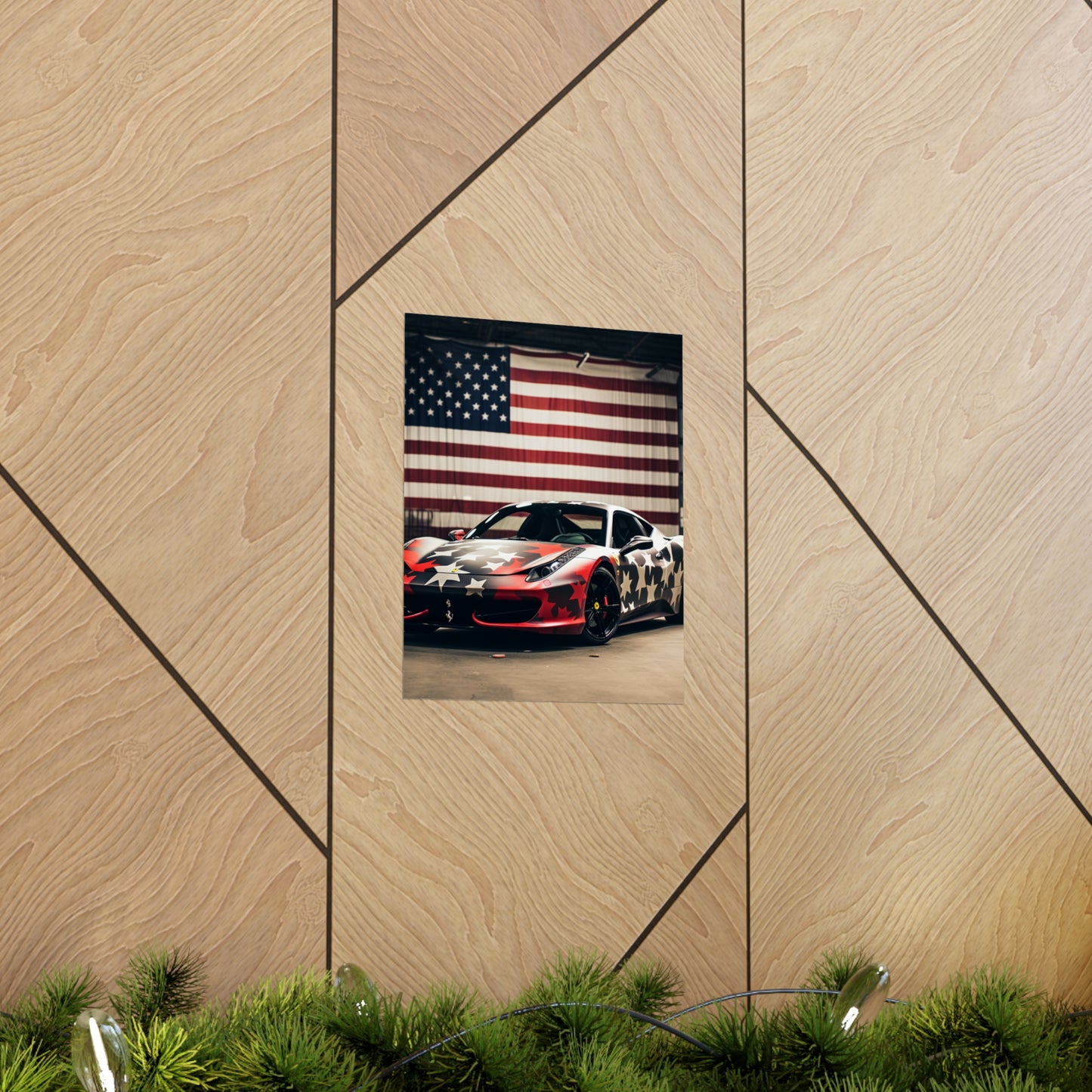 Premium Matte Vertical Posters American Flag Farrari 1