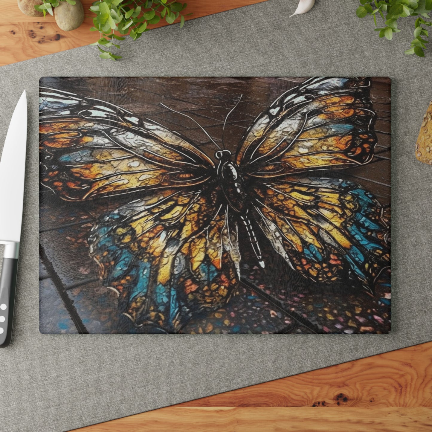 Glass Cutting Board Water Butterfly Street 1