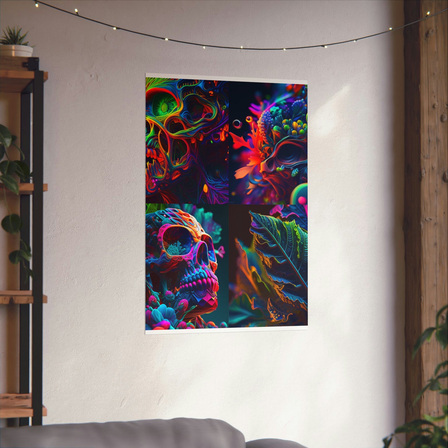 Premium Matte Vertical Posters Florescent Skull Death 5