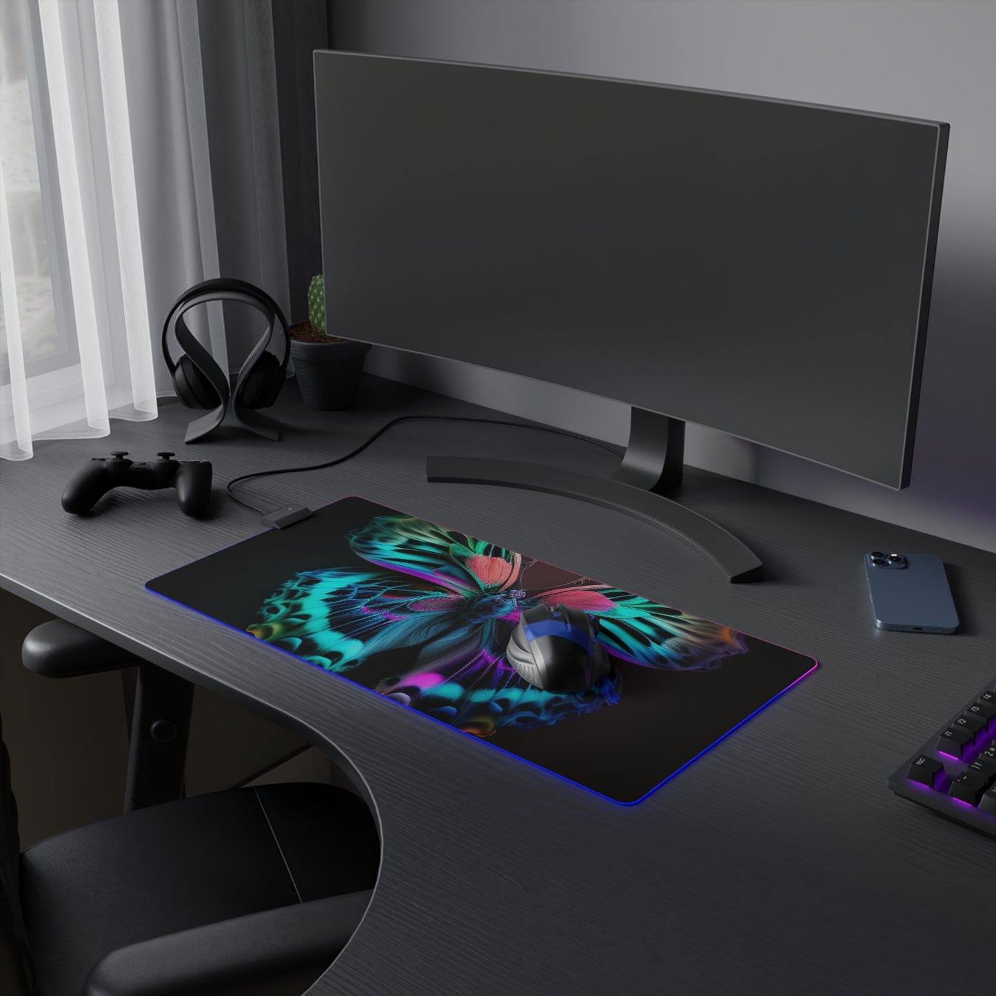 LED Gaming Mouse Pad Neon Butterfly Fusion 1