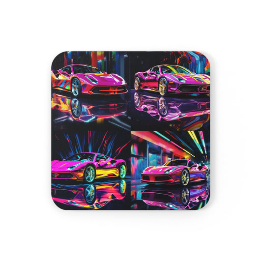 Corkwood Coaster Set Pink Macro Ferrari 5