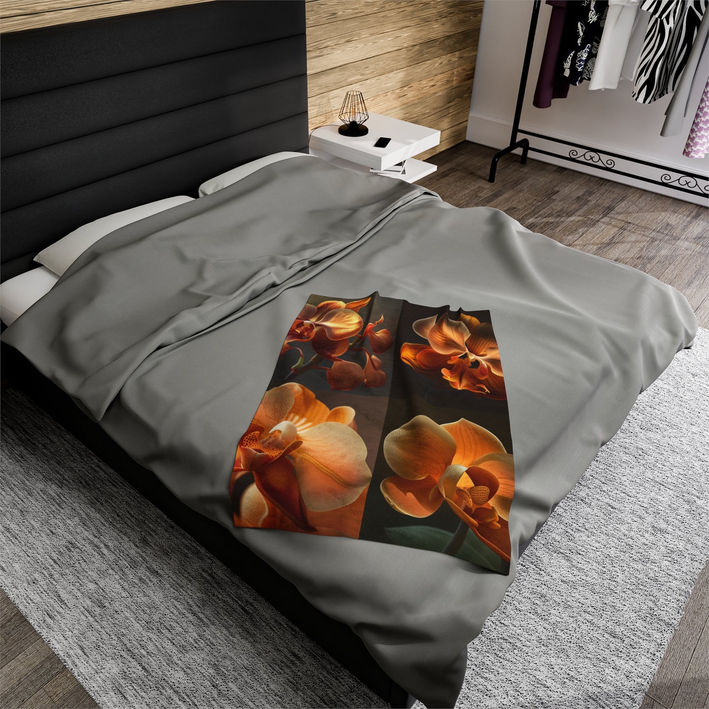 Velveteen Plush Blanket Orange Orchid 5