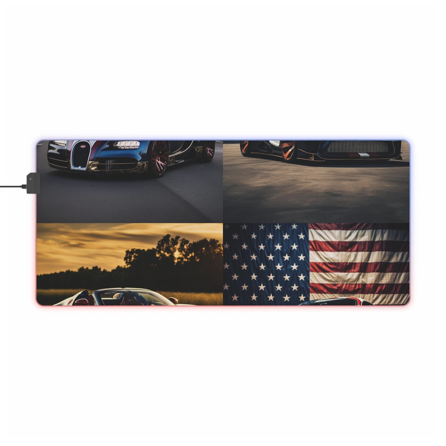 LED Gaming Mouse Pad Bugatti Flag American 5