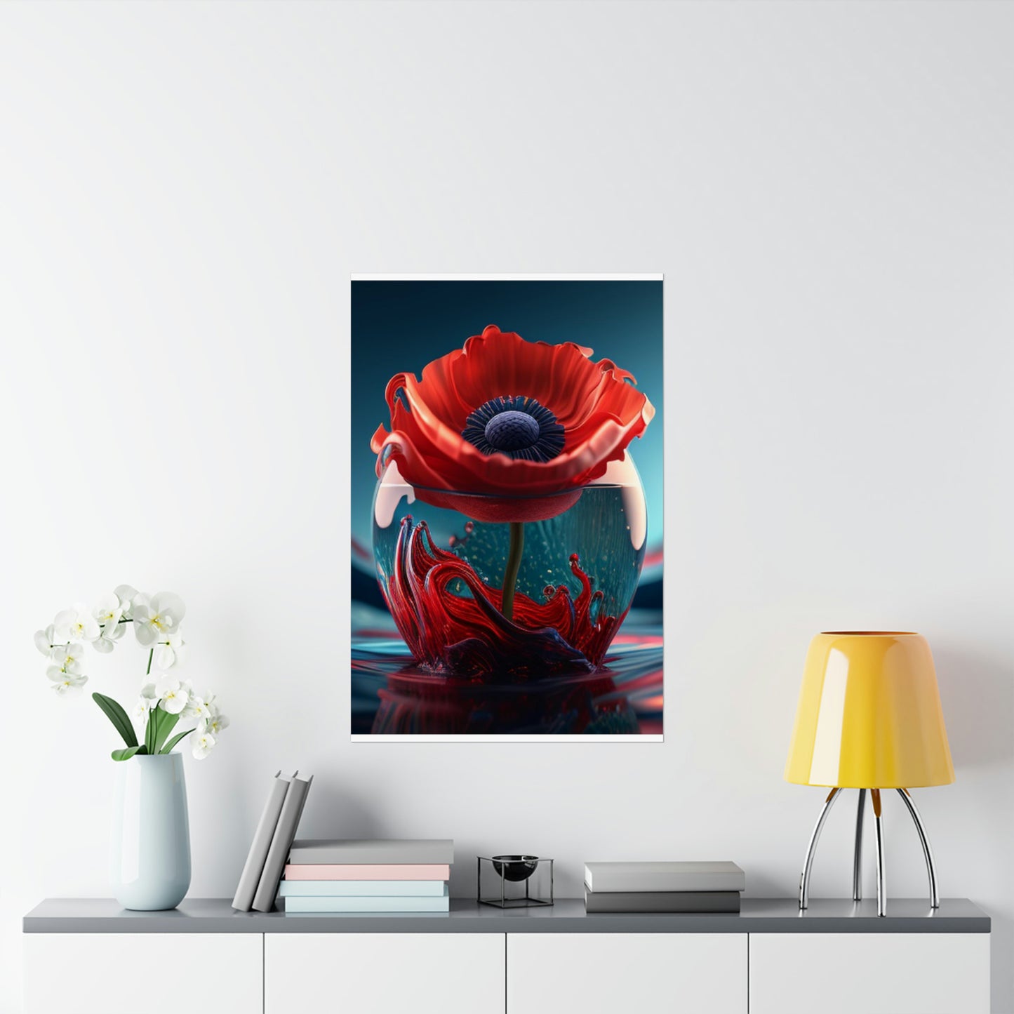 Premium Matte Vertical Posters Red Anemone in a Vase 2