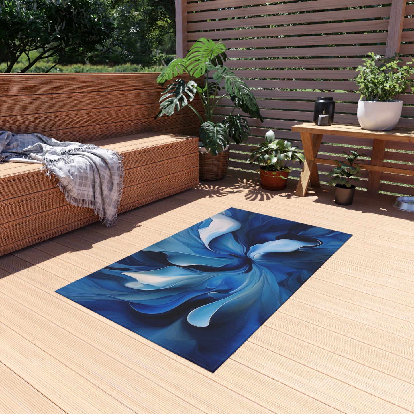 Outdoor Rug  Abstract Blue Tulip 4