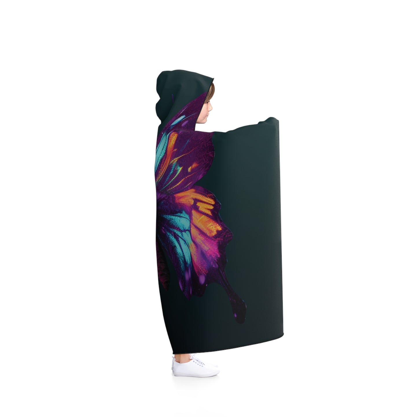 Hooded Blanket Hyper Colorful Butterfly Purple 4