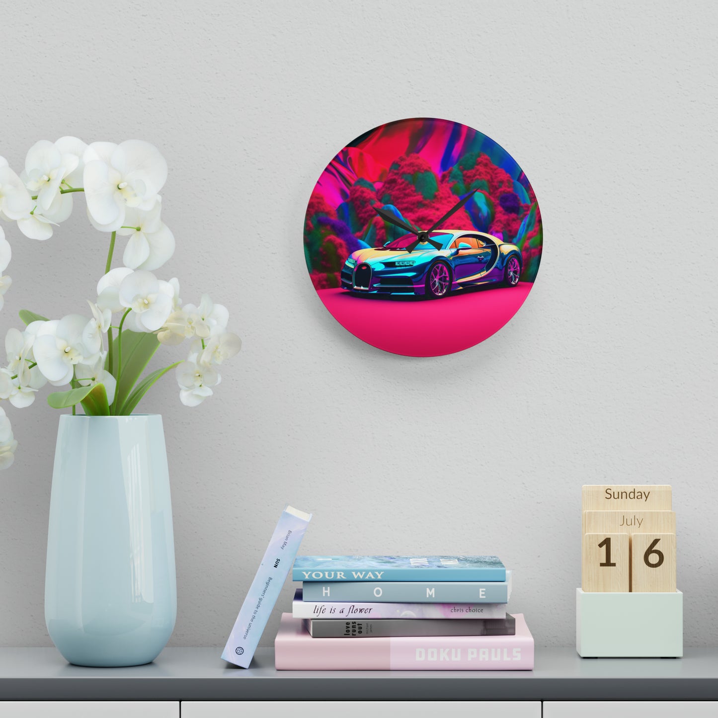 Acrylic Wall Clock Florescent Bugatti Flair 4