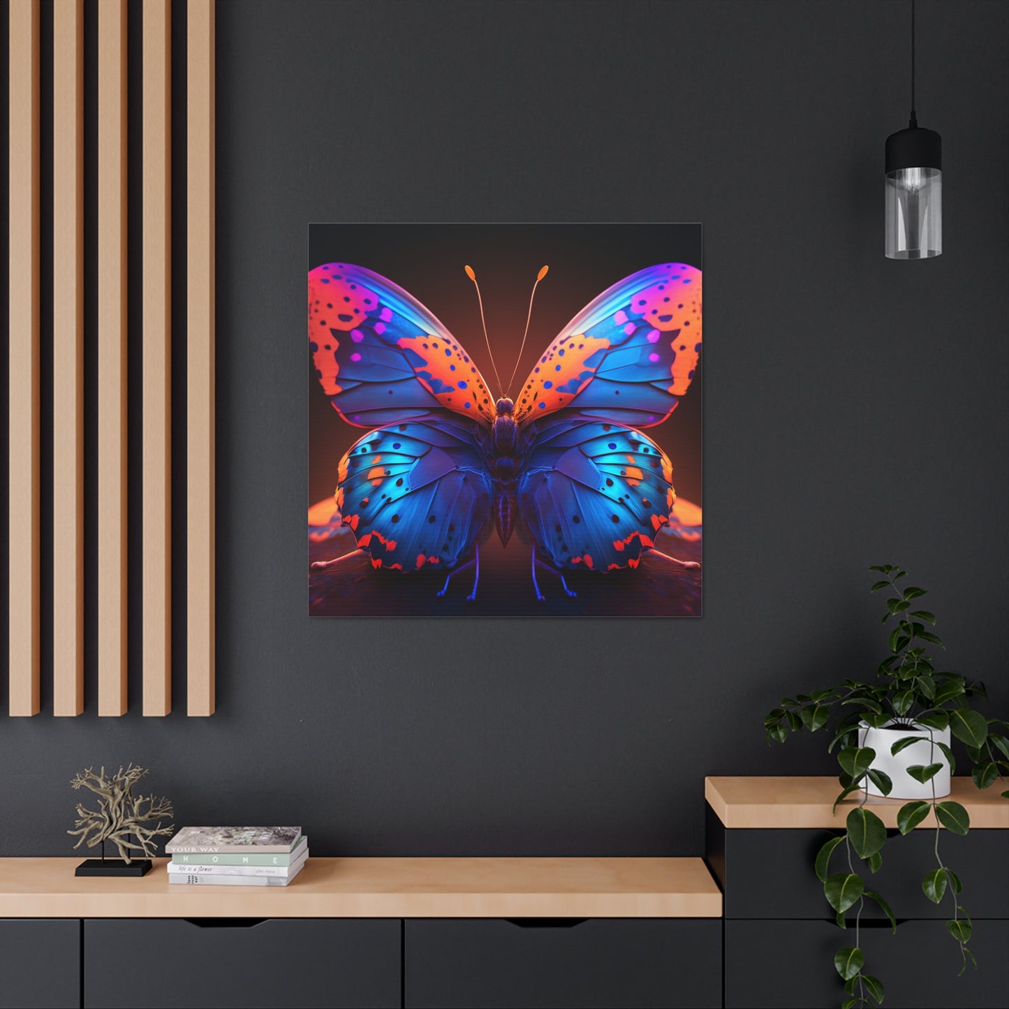 Canvas Gallery Wraps Neon Butterfly Macro 3