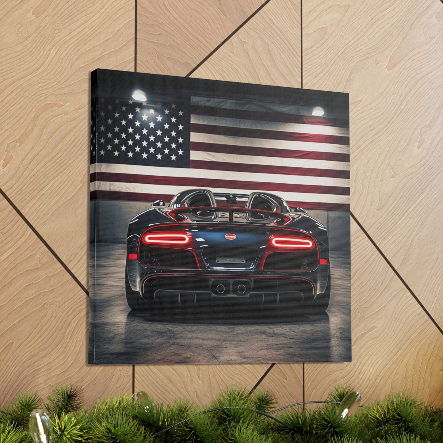 Canvas Gallery Wraps American Flag Background Bugatti 4