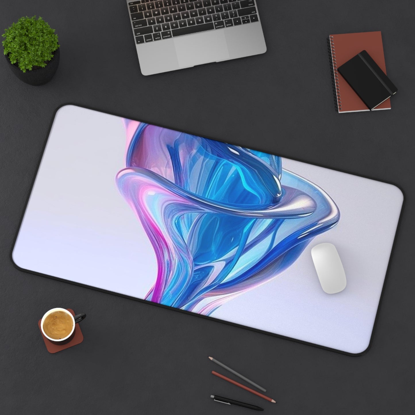 Desk Mat Pink & Blue Tulip Rose 2