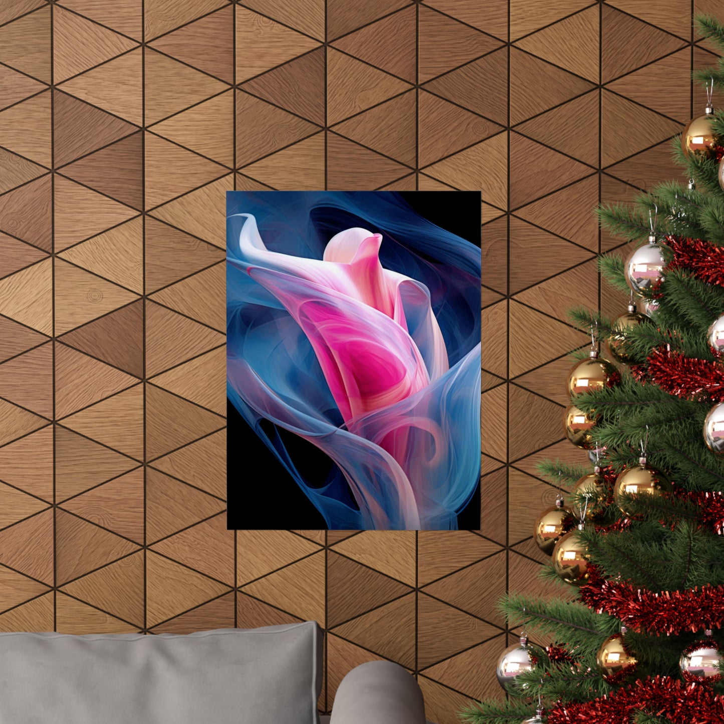 Premium Matte Vertical Posters Pink & Blue Tulip Rose 3