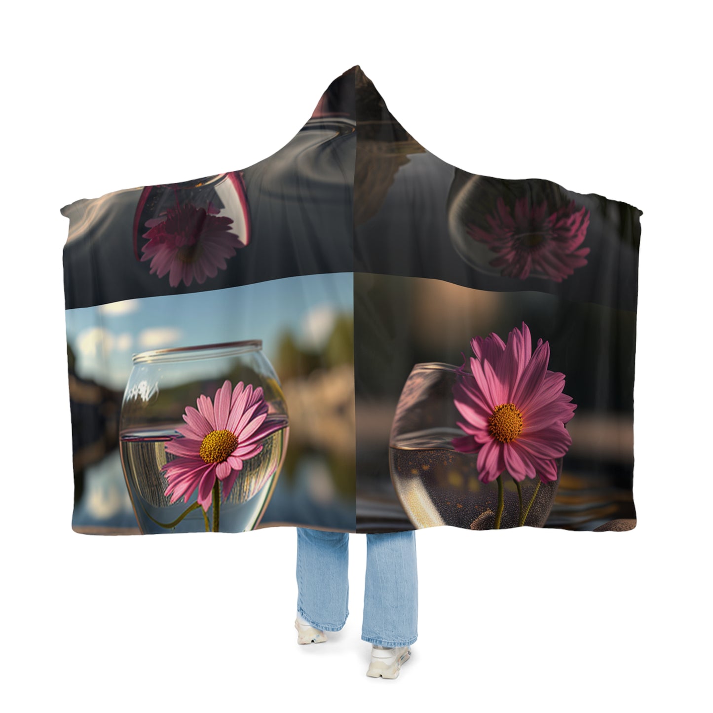 Snuggle Hooded Blanket Pink Daisy 5