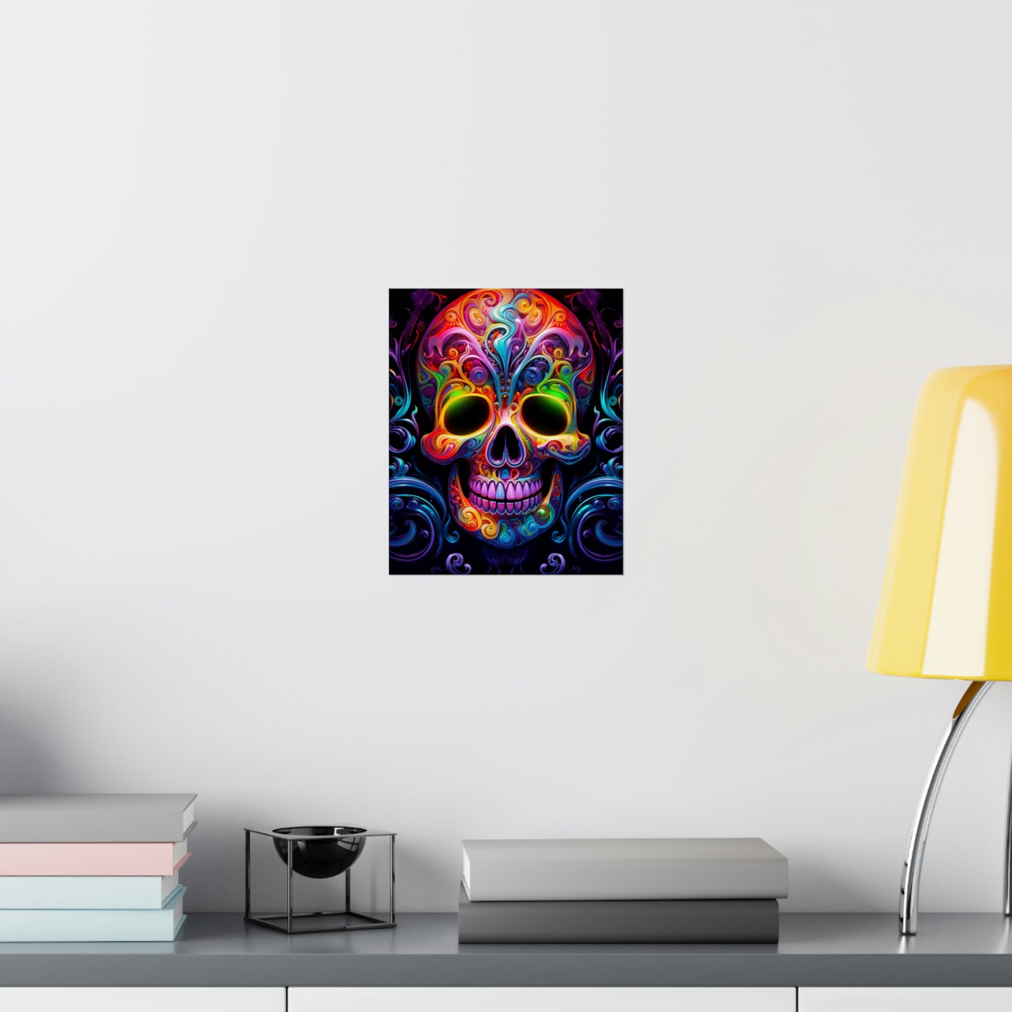 Premium Matte Vertical Posters Macro Skull Color 2