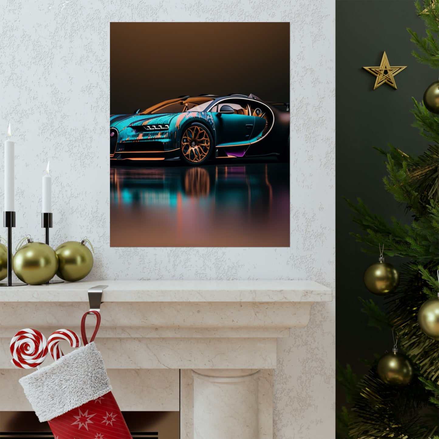 Premium Matte Vertical Posters Bugatti Blue 2