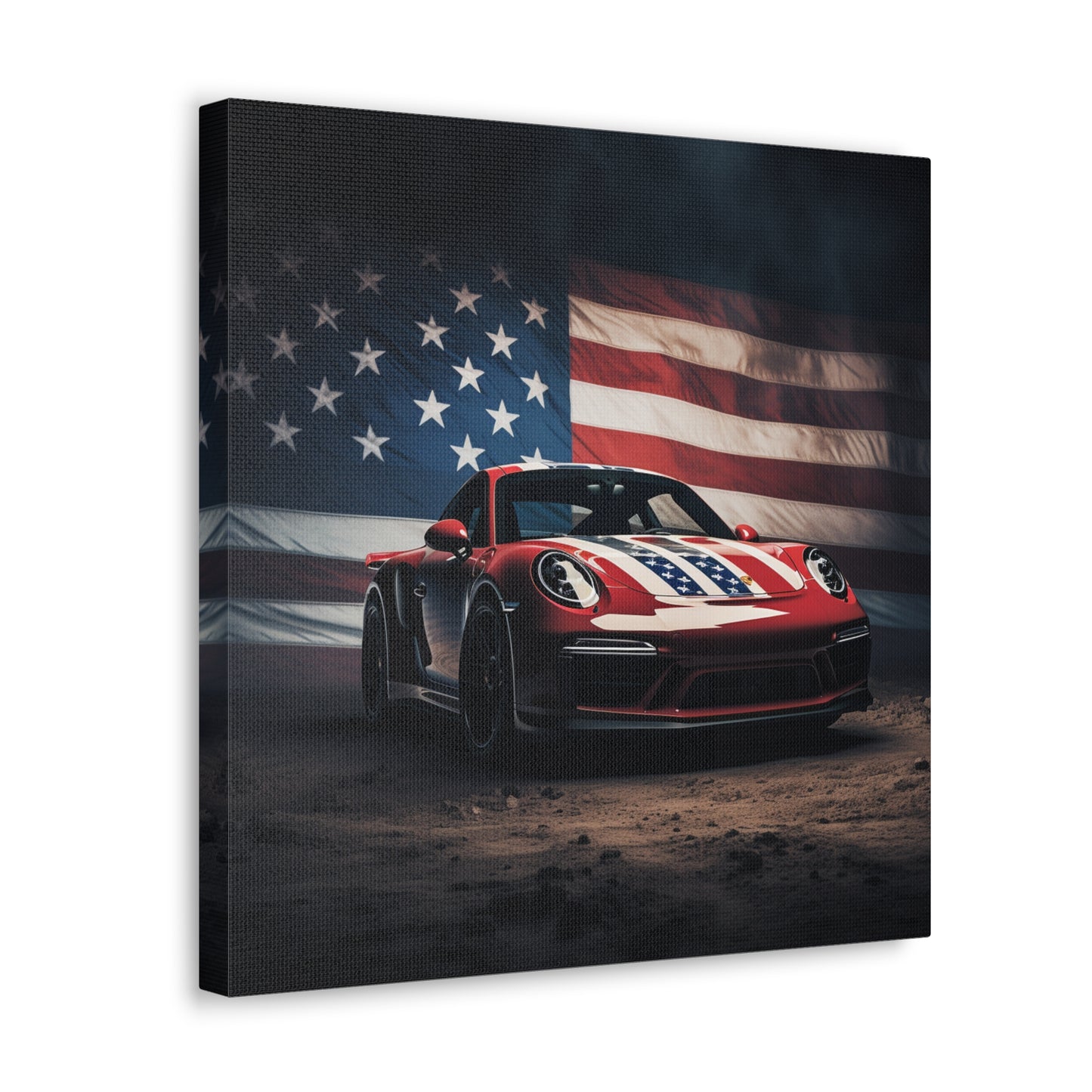 Canvas Gallery Wraps American Flag Background Porsche 3