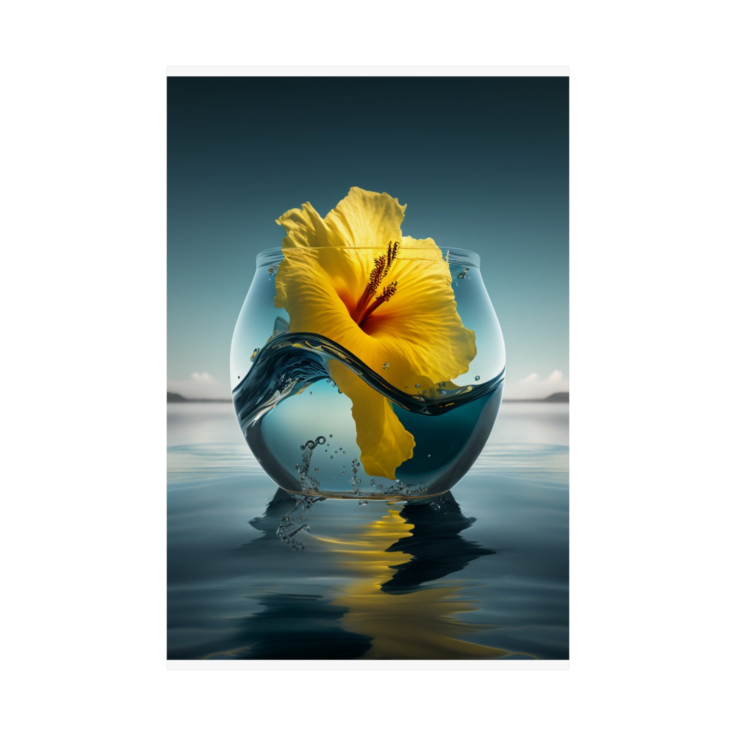 Premium Matte Vertical Posters Yellow Hibiscus glass 4