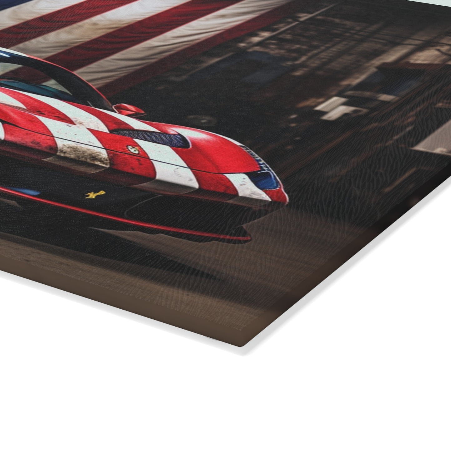 Glass Cutting Board American Flag Farrari 2