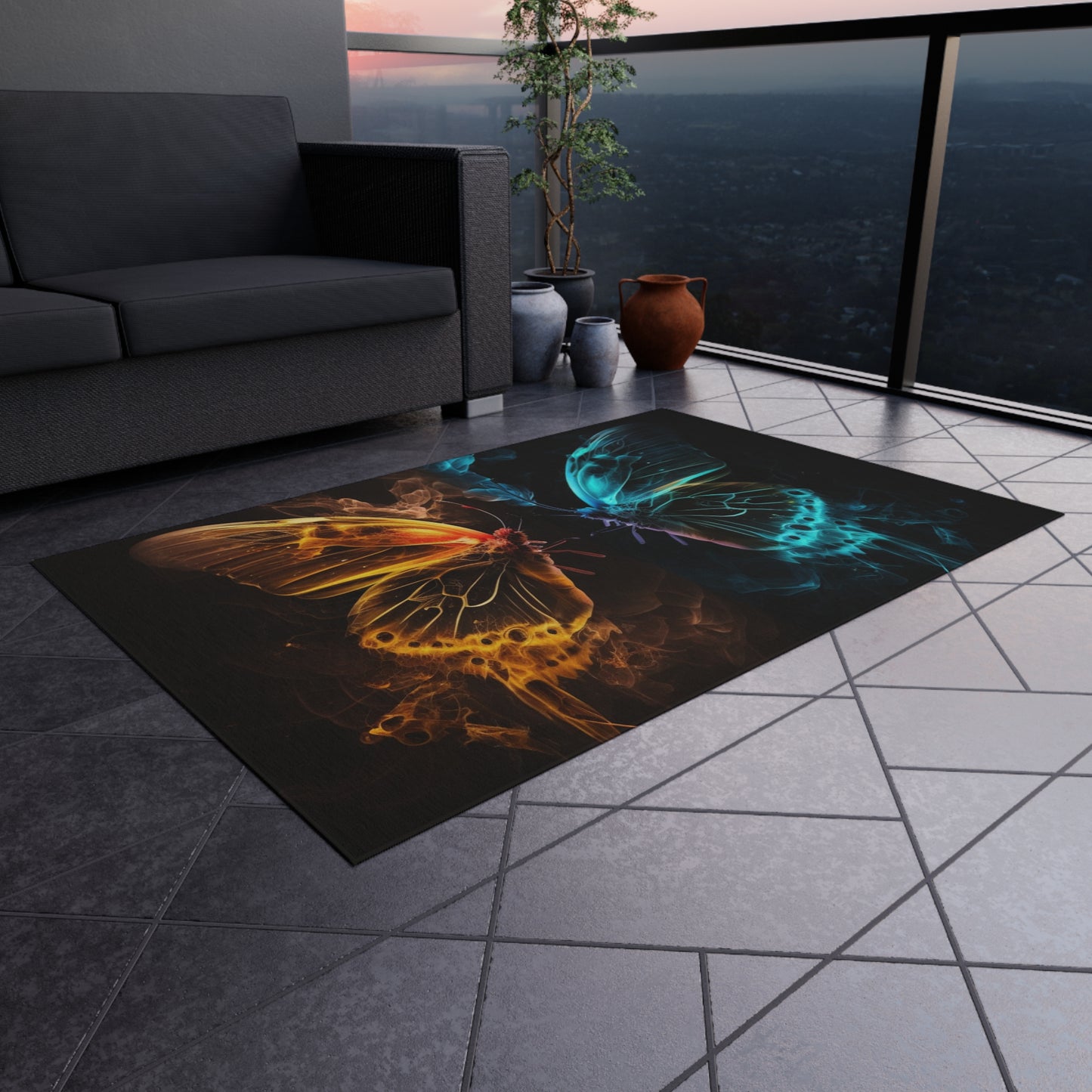 Outdoor Rug  Kiss Neon Butterfly 8