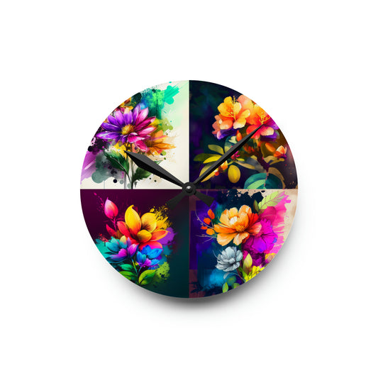 Acrylic Wall Clock Bright Spring Flowers 5