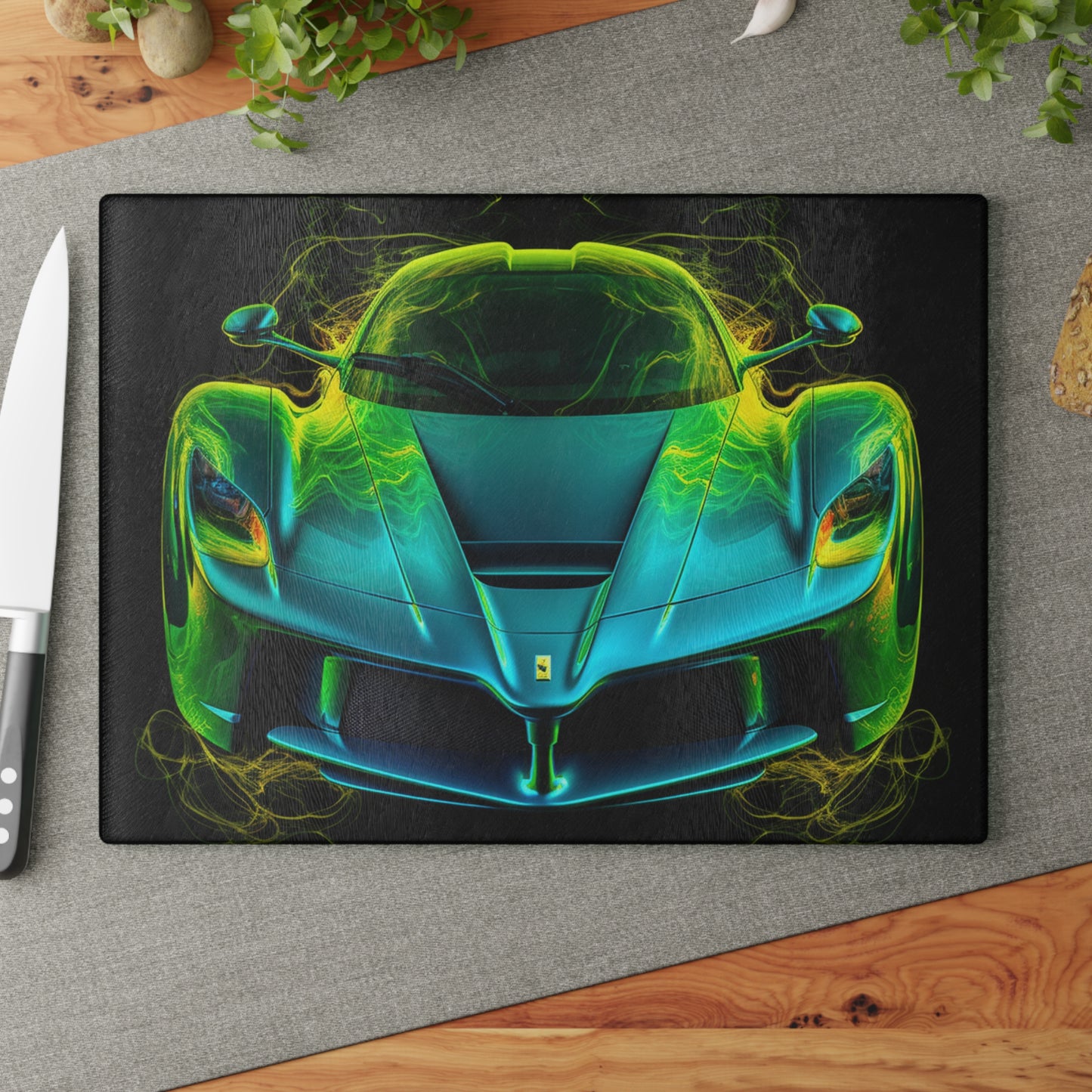 Glass Cutting Board Ferrari Neon 2