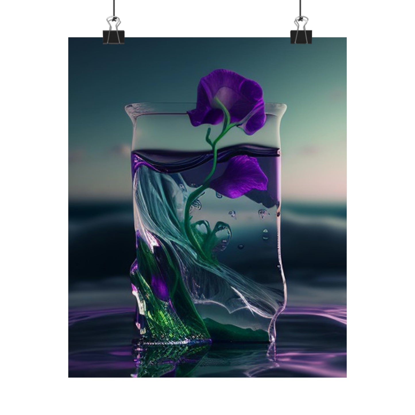 Premium Matte Vertical Posters Purple Sweet pea in a vase 3