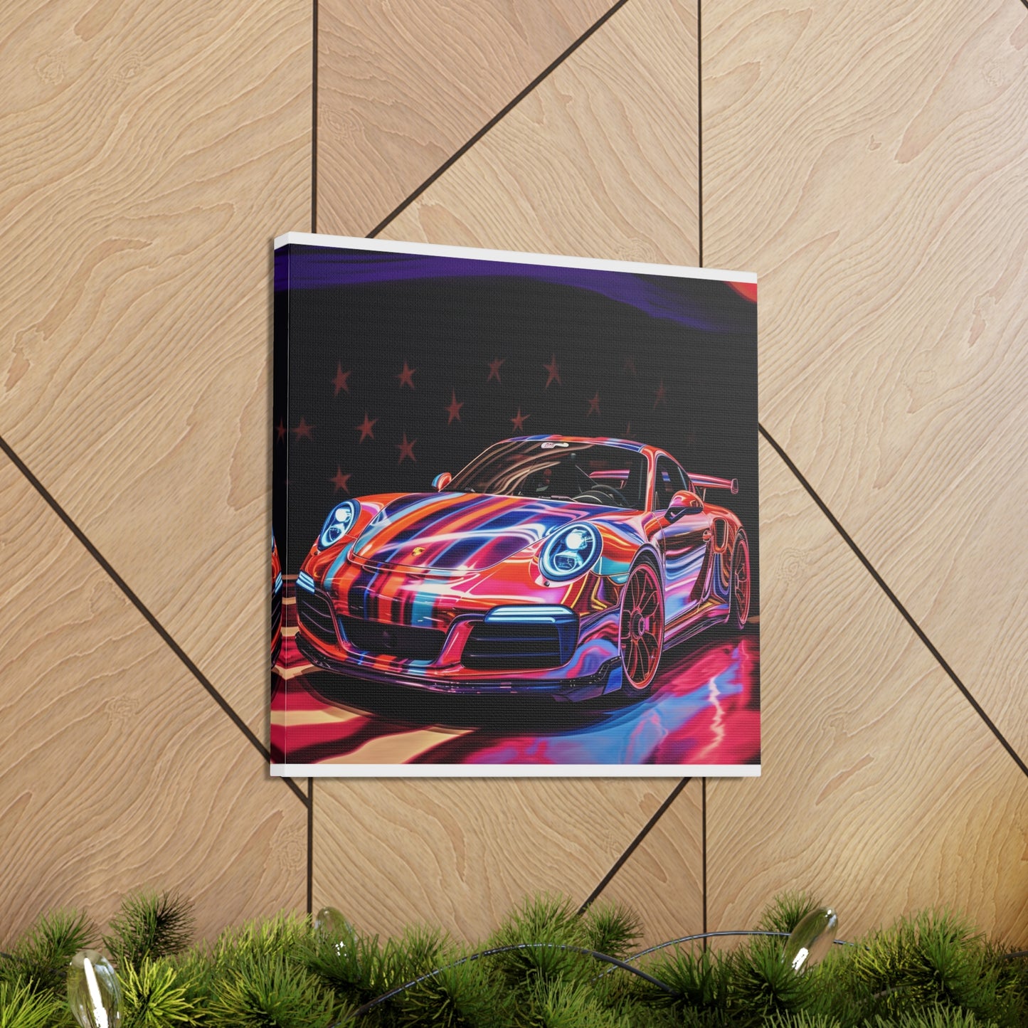 Canvas Gallery Wraps American Flag Colored Porsche 1