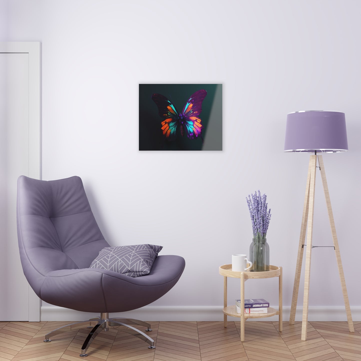 Acrylic Prints Hyper Colorful Butterfly Purple 4