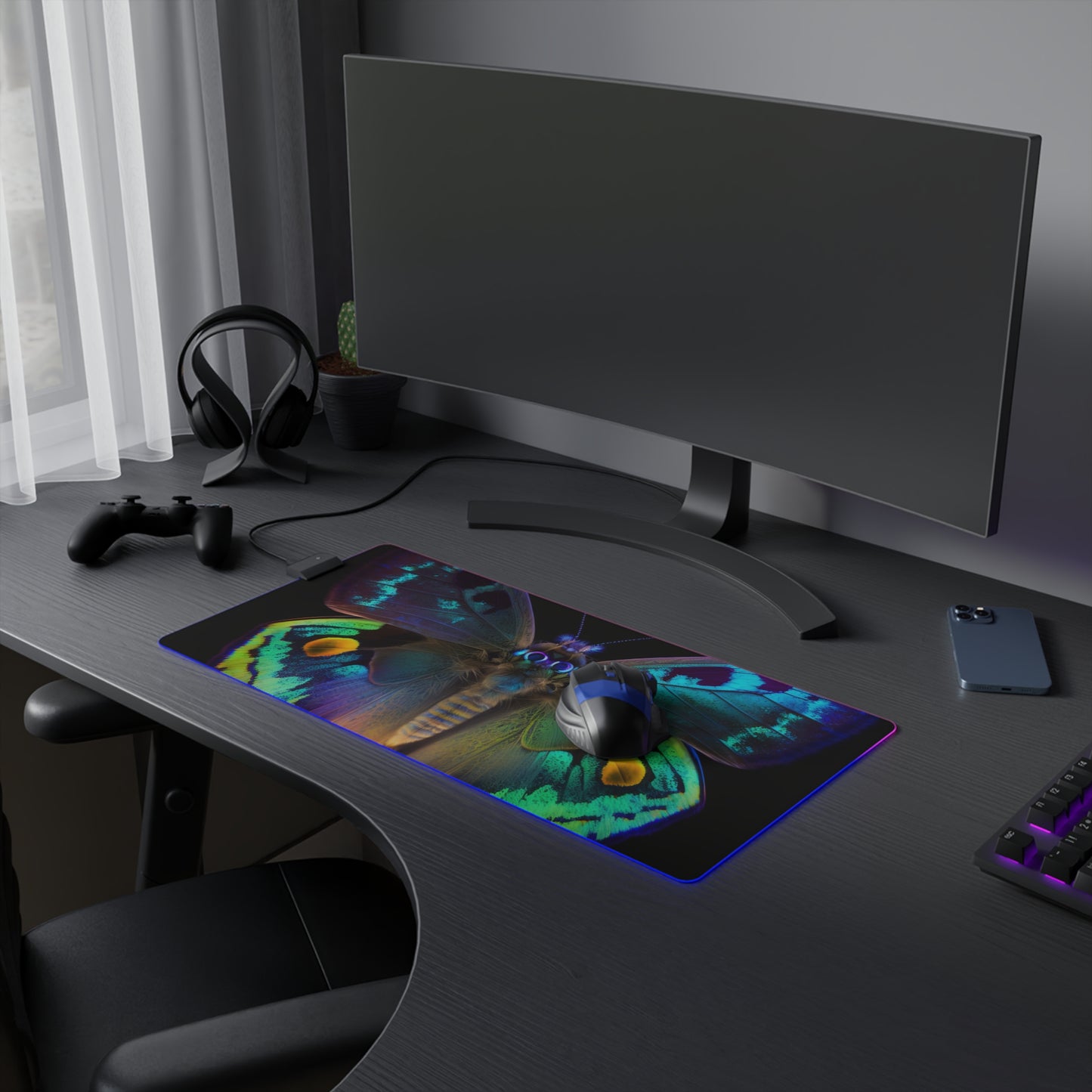 LED Gaming Mouse Pad Neon Hue Butterfly 4