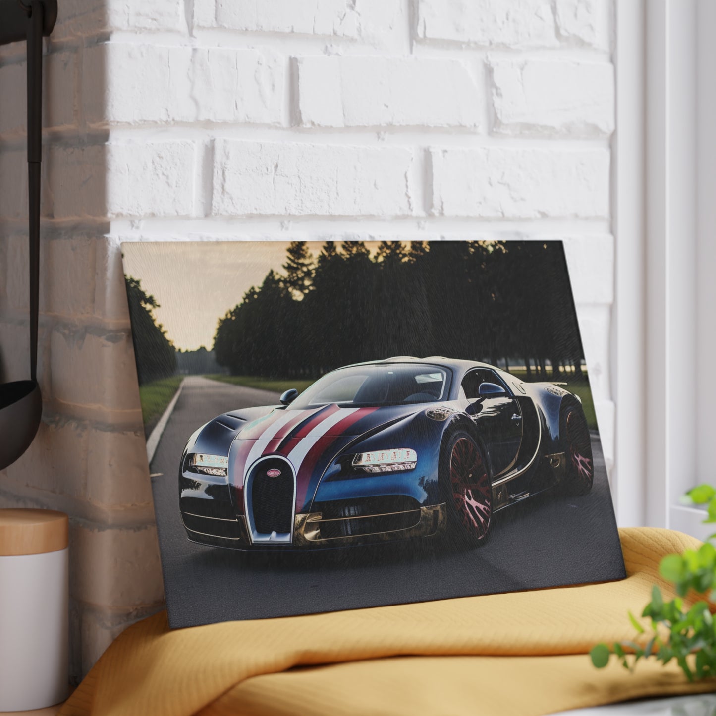 Glass Cutting Board Bugatti Flag American 1