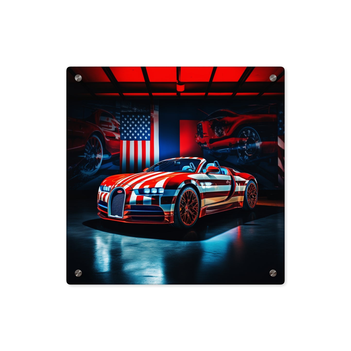 Acrylic Wall Art Panels Macro Bugatti American Flag 2