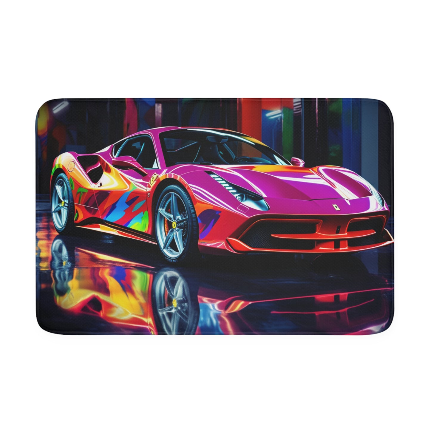 Memory Foam Bath Mat Pink Macro Ferrari 1